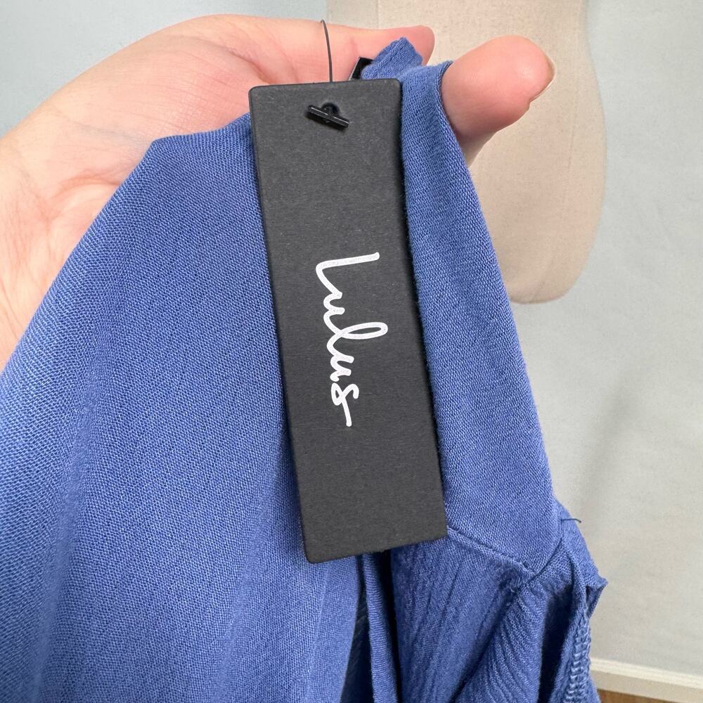 NWT Lulu's Heart of Marigold Dress Blue Wrap Maxi Gauzey Bridesmaid Party Size S - Picture 12 of 14